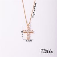 Wholesale Simple Style Cross 304 Stainless Steel Copper Plating Inlay K Gold Plated Rhodium Plated Zircon Pendant Necklace sku image 3