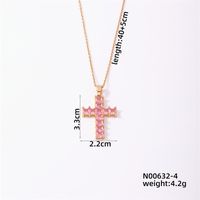 Wholesale Simple Style Cross 304 Stainless Steel Copper Plating Inlay K Gold Plated Rhodium Plated Zircon Pendant Necklace sku image 4