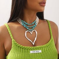 Casual Vacation Heart Shape Imitation Pearl Alloy Women's Layered Necklaces main image 1