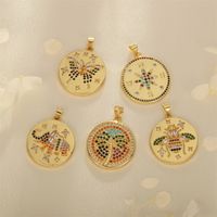 1 Piece Casual Coconut Tree Butterfly Elephant Copper Inlay Jewelry Accessories main image 1