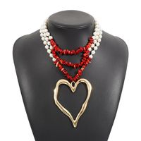 Casual Vacation Heart Shape Imitation Pearl Alloy Women's Layered Necklaces sku image 1
