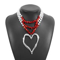 Casual Vacation Heart Shape Imitation Pearl Alloy Women's Layered Necklaces sku image 3