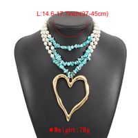 Casual Vacation Heart Shape Imitation Pearl Alloy Women's Layered Necklaces main image 2