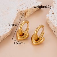 Vintage Style French Style Simple Style Heart Shape Pineapple Stainless Steel Plating Inlay Zircon 18k Gold Plated Bracelets Earrings sku image 3