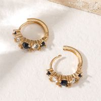1 Pair Simple Style Geometric Copper Rhinestones Hoop Earrings main image 4