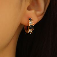 1 Pair Simple Style Geometric Copper Rhinestones Hoop Earrings main image 3