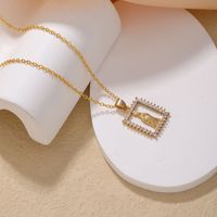 Wholesale Simple Style Human 304 Stainless Steel Copper Plating Inlay K Gold Plated Zircon Pendant Necklace main image 4
