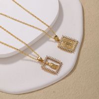 Wholesale Simple Style Human 304 Stainless Steel Copper Plating Inlay K Gold Plated Zircon Pendant Necklace main image 1