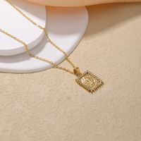 Wholesale Simple Style Human 304 Stainless Steel Copper Plating Inlay K Gold Plated Zircon Pendant Necklace main image 5