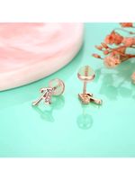 1 Pair Simple Style Letter Plating Inlay Copper Zircon 14k Gold Plated Ear Studs main image 11