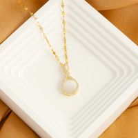 Stainless Steel 18K Gold Plated Sweet Streetwear Plating Inlay Bow Knot Pearl Zircon Pendant Necklace sku image 6