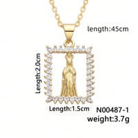 Wholesale Simple Style Human 304 Stainless Steel Copper Plating Inlay K Gold Plated Zircon Pendant Necklace sku image 1