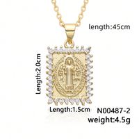 Wholesale Simple Style Human 304 Stainless Steel Copper Plating Inlay K Gold Plated Zircon Pendant Necklace sku image 2