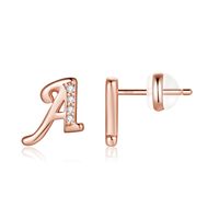 1 Pair Simple Style Letter Plating Inlay Copper Zircon 14k Gold Plated Ear Studs main image 4