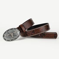 Vintage Style Cowboy Style Printing Animal Pu Leather Printing Metal Button Beads Unisex Leather Belts main image 3
