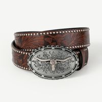 Vintage Style Cowboy Style Printing Animal Pu Leather Printing Metal Button Beads Unisex Leather Belts main image 9