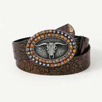 Vintage Style Cowboy Style Printing Animal Pu Leather Printing Metal Button Beads Unisex Leather Belts main image 7