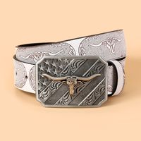 Vintage Style Cowboy Style Printing Animal Pu Leather Printing Metal Button Beads Unisex Leather Belts main image 5