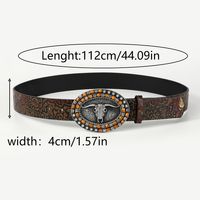 Vintage Style Cowboy Style Printing Animal Pu Leather Printing Metal Button Beads Unisex Leather Belts sku image 2