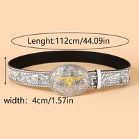 Vintage Style Cowboy Style Printing Animal Pu Leather Printing Metal Button Beads Unisex Leather Belts sku image 5