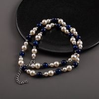 Elegant Glam Retro Color Block Stainless Steel Arylic Imitation Pearl Beaded Women's Necklace main image 1
