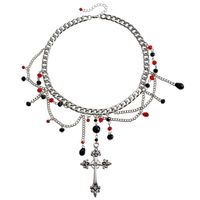 Simple Style Cross Alloy Beaded Women's Layered Necklaces sku image 10