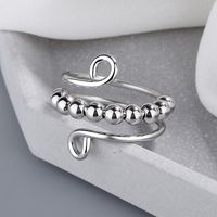 Simple Style Solid Color Circle Alloy Beaded Unisex Open Rings sku image 1