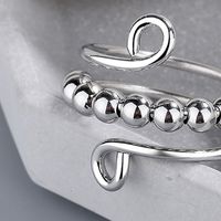Simple Style Solid Color Circle Alloy Beaded Unisex Open Rings main image 4