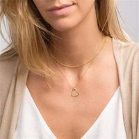 Elegant Letter Heart Shape Copper Plating Inlay Zircon 14k Gold Plated Pendant Necklace main image 7