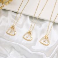 Elegant Letter Heart Shape Copper Plating Inlay Zircon 14k Gold Plated Pendant Necklace main image 3