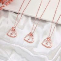 Elegant Letter Heart Shape Copper Plating Inlay Zircon 14k Gold Plated Pendant Necklace main image 4
