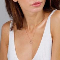 Elegant Letter Heart Shape Copper Plating Inlay Zircon 14k Gold Plated Pendant Necklace main image 6