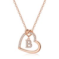 Elegant Letter Heart Shape Copper Plating Inlay Zircon 14k Gold Plated Pendant Necklace sku image 1