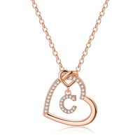 Elegant Letter Heart Shape Copper Plating Inlay Zircon 14k Gold Plated Pendant Necklace sku image 2