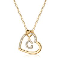 Elegant Letter Heart Shape Copper Plating Inlay Zircon 14k Gold Plated Pendant Necklace sku image 7