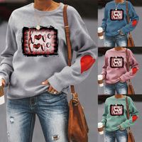 Women's Hoodies Long Sleeve Rib-knit Casual Letter Heart Shape main image 5