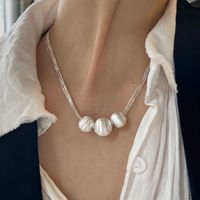 Simple Style Solid Color Artificial Pearl Copper Beaded Plating Silver Plated Unisex Necklace sku image 1