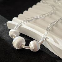 Simple Style Solid Color Artificial Pearl Copper Beaded Plating Silver Plated Unisex Necklace main image 5