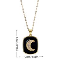 Elegant Moon Copper Enamel Plating Inlay Zircon Gold Plated Pendant Necklace main image 2