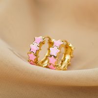 1 Pair Sweet Star Enamel Copper Earrings main image 4