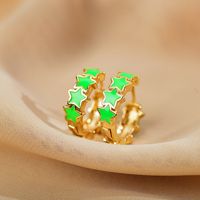 1 Pair Sweet Star Enamel Copper Earrings sku image 4