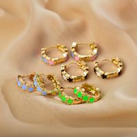 1 Pair Sweet Star Enamel Copper Earrings main image 3