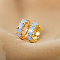1 Pair Sweet Star Enamel Copper Earrings sku image 5