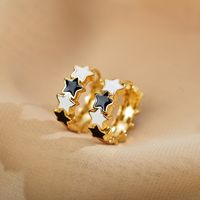 1 Pair Sweet Star Enamel Copper Earrings sku image 2