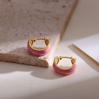 1 Pair Elegant Glam Luxurious Solid Color Enamel Stainless Steel Earrings sku image 2