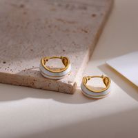 1 Pair Elegant Glam Luxurious Solid Color Enamel Stainless Steel Earrings sku image 3