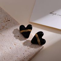 1 Pair Simple Style Heart Shape Plating Stainless Steel 18K Gold Plated Ear Studs main image 3