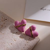 1 Pair Simple Style Heart Shape Plating Stainless Steel 18K Gold Plated Ear Studs main image 4