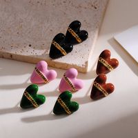 1 Pair Simple Style Heart Shape Plating Stainless Steel 18K Gold Plated Ear Studs main image 1