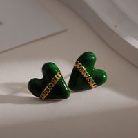 1 Pair Simple Style Heart Shape Plating Stainless Steel 18K Gold Plated Ear Studs sku image 3
